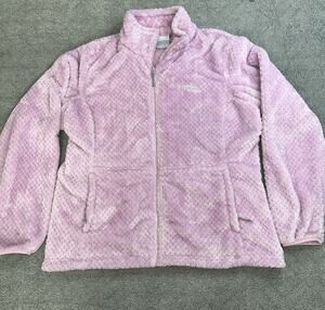 Columbia Interchange Jacket Womens XL Pink Plush Fleece Full Zip Textured Soft